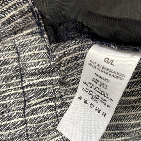 Dynamite Pinstripe Linen Blend High Waist Shorts Tie-Front Grey White Elastic L - Picture 8 of 11